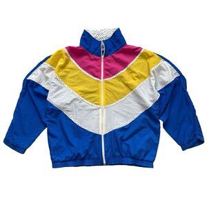 Vintage 80s Mureli Womens L Jacket Windbreaker Multicolor Neon Retro Colorblock